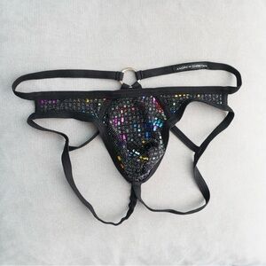 Andrew Christian Black Sequin ring jockstrap. Size small